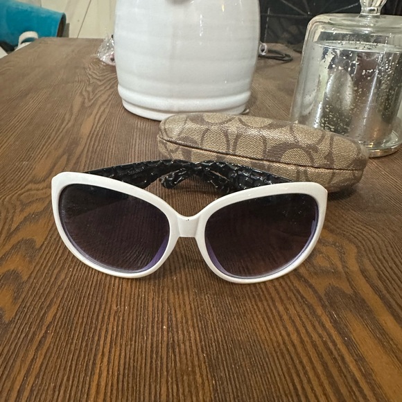 Coach White Sunglasses with Dark Lenses main image 4